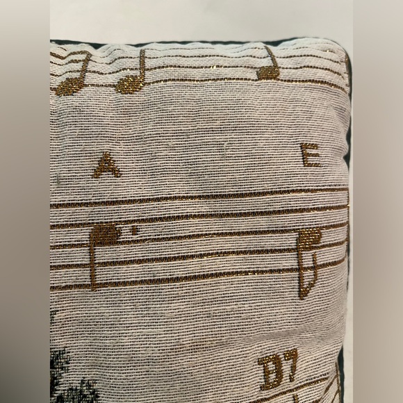 Vintage tapestry style Holiday Music Note Christmas topiaryTree Pillow. Pretty! - Picture 3 of 6